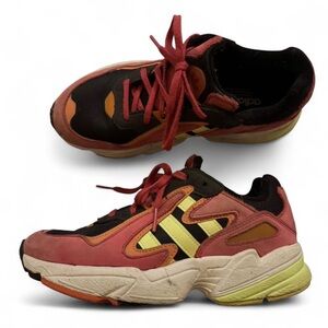 Adidas Black and Pink Sneakers with Yellow Accents